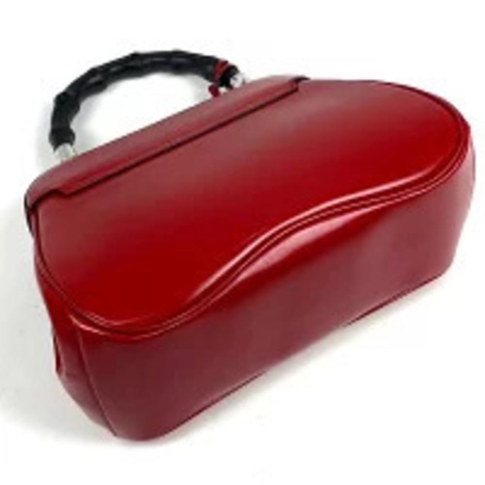 Gucci Leather Lock Lady 2way Bamboo Handbag Red
